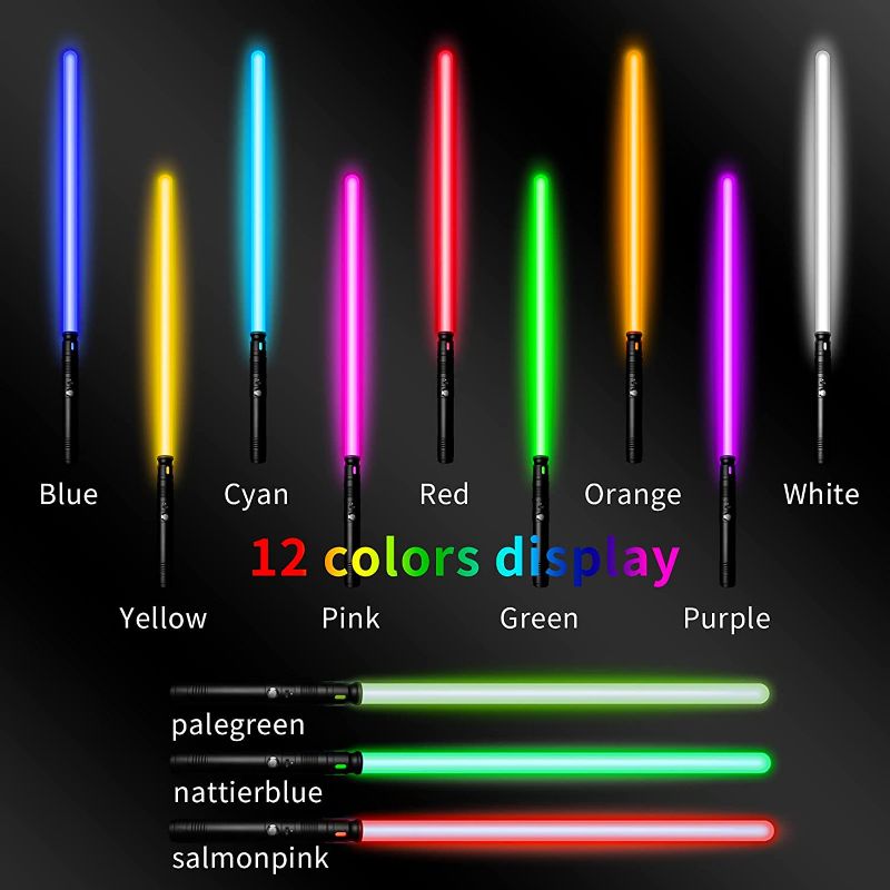Photo 1 of Lukidy 2Pack Lightsaber Metal Hilt 12 Colors,Toys for Boys Girls Age 3 4 5 6 7 8 9 10 Year Old,Battery Rechargable 2-in-1 Double-Bladed FX Dueling Light Saber,Gifts for Boyfriend Girlfriend(Black)