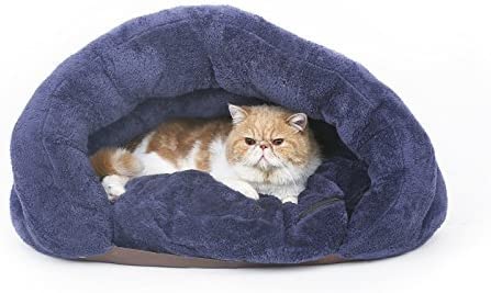 Photo 1 of Birdsong The Original Cuddle Pouch Pet Bed (Small), Hooded Dog Bed, Dog Cave, Covered Hooded Pet Bed, Cosy, for Burrower Cats and Dogs, Blue