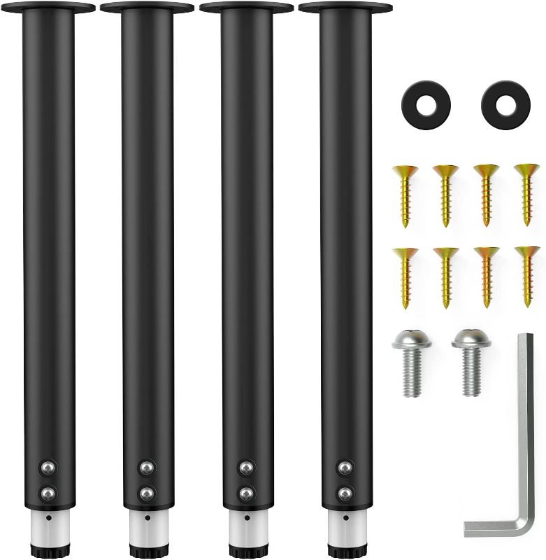 Photo 1 of 4 PCS Adjustable Table Legs, 21.5" - 37" Heavy Duty Metal Adjustable Height Desk Legs,2" Diameter Durable Pipe Furniture Legs