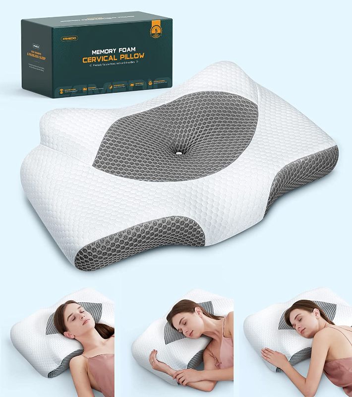 Photo 1 of  Adjustable Neck Pillows for Pain Relief Sleeping, Hollow Design Cervical Memory Foam Pillows, Odorless Orthopedic Bed Pillows with Cooling Case, Contour Pillow for Side Back Stomach Sleeper