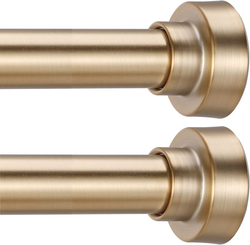 Photo 3 of YNL 2 Pack Shower Curtain Rods Tension- No Drill, Never Rust, Non-Slip Spring Tension Rods for Window/Bathroom, 30-48 inches, Closet Rod Stainless Steel, Warm Gold