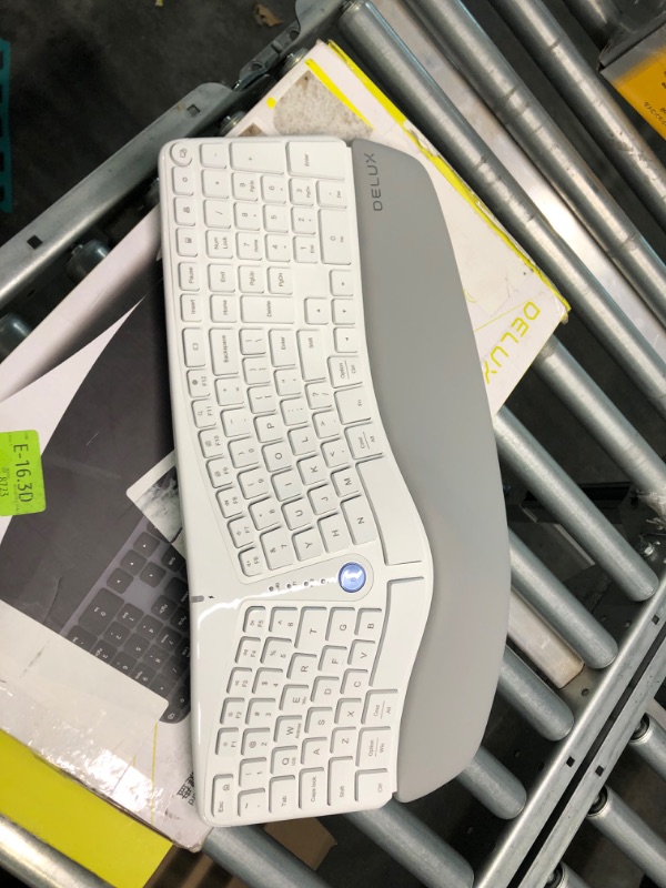 Photo 3 of Wireless Ergonomic Split Keyboard with Cushioned Palm Rest Against Carpal Tunnel, DELUX [Standard Ergo] Keyboard Series, Multi-Device Connection, Compatible with Windows, Mac OS (GM901D-White)