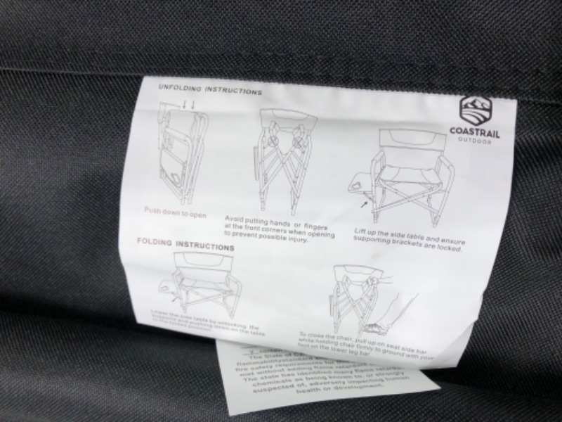 Photo 1 of Coastrail Outdoor Tall Directors Chair Foldable 30" Bar Height,Padded Comfort Big Camping Chair with Side Table & Storage Bag Footrest for Camping Artists Patio RV Studio,Supports 400 lb,Black