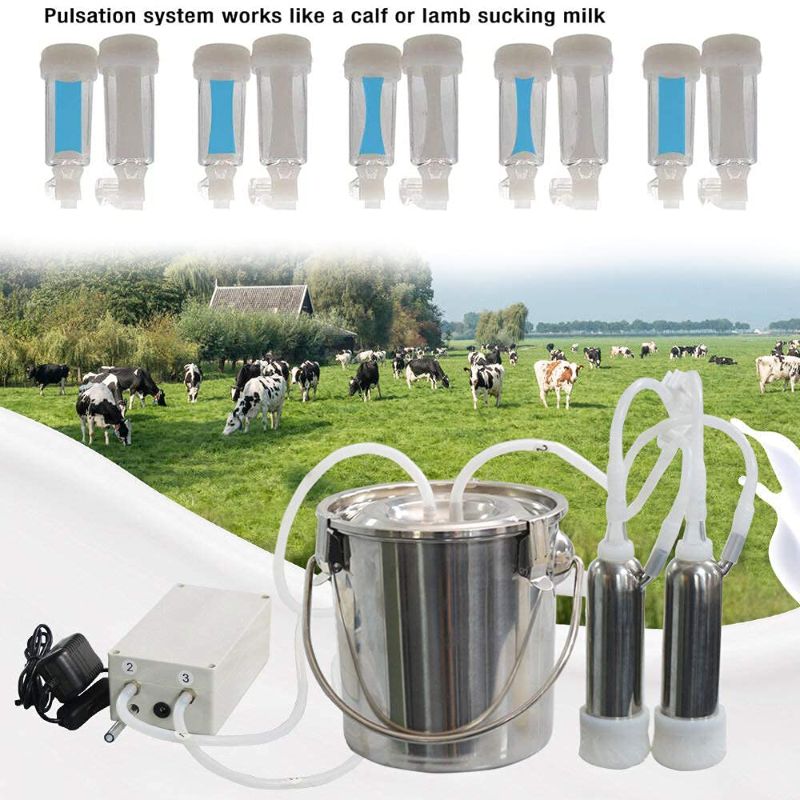 Photo 4 of 
CJWDZ Milking Machine for Goats Cows, Pulsation Vacuum Pump Milker, Milking Supplies W/Stainless Steel Bucket, Portable Suction Machine