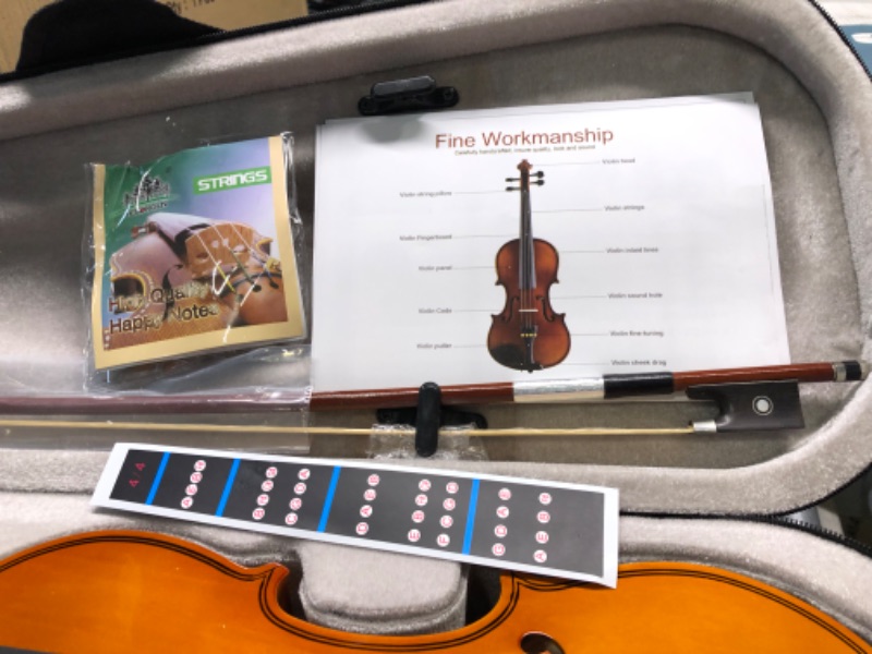 Photo 9 of DEBEIJIN Adults Kids Violin - Premium Violin for Kids Beginners - Ready To Play 4/4 Violin - Handcrafted Student Beginner Violin