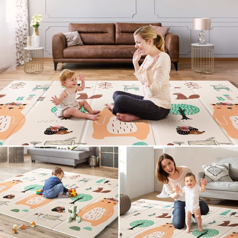 Photo 5 of Foldable Baby Play Mat,  Waterproof Activity Playmats for Babies,Toddlers, Infants, Play & Tummy Time, Foam Baby Mat for Floor with..