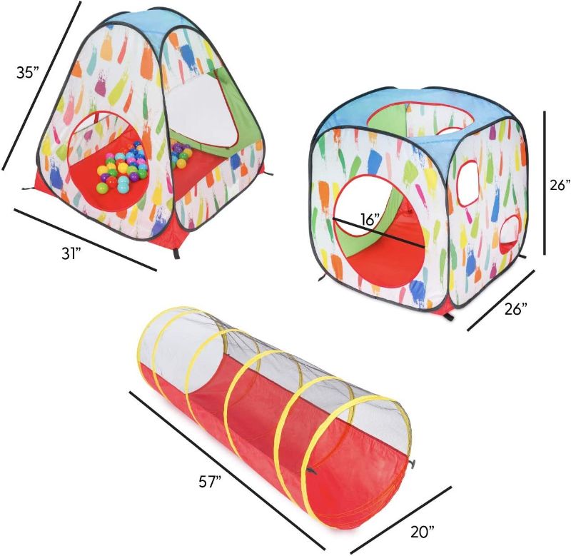 Photo 1 of Milliard Kid's Pop up Tent/Tunnel Playhouse for Indoor and Outdoor Play, 50 Balls and Carry Bag Included