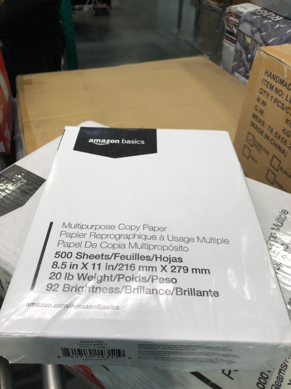 Photo 3 of Amazon Basics Multipurpose Copy Printer Paper, 8.5 x 11 Inch  1 Ream (500 Sheets), 92 GE Bright White 1 Ream | 500 Sheets Multipurpose (8.5x11) Paper
5pack