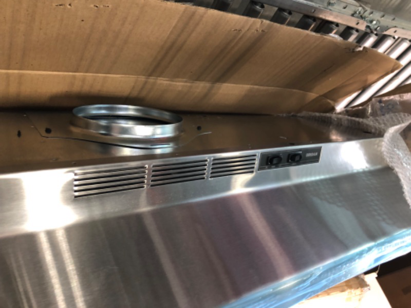 Photo 1 of Ductless Under Cabinet Range Hood with Light in Stainless Steel
broan 42 range hood stainless steel 4way convertible ducted or ductless