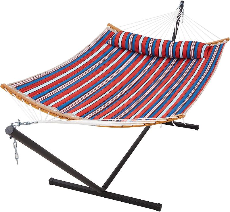 Photo 1 of 
SUPERJARE Curved-Bar Hammock with Stand, 2 Person Heavy Duty Hammock Frame, Detachable Pillow & Portable Carrying Bag, Perfect for Outdoor & Indoor...