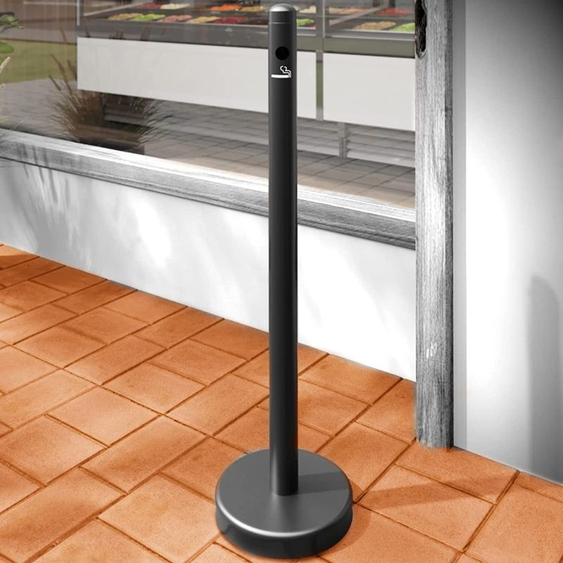 Photo 1 of 40" Black Free Standing Smoker Pole and Base. For use Outside of Office, Restaurants, Bars, and Convenience Stores. Smokeless Outdoor Ashtray Cigarettes Ash Butt Disposal. Ashtrays for cigarettes
