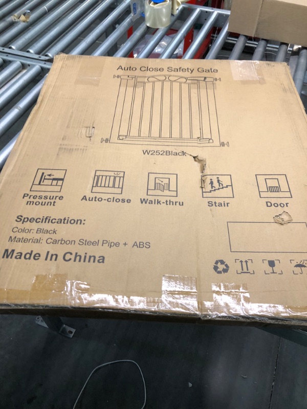 Photo 1 of 
Pressure Mounted Baby Gate Stair for Kids or Pets - Extra Wide Walk Through Dog Gates Black 32.2x 29.5 Inch
