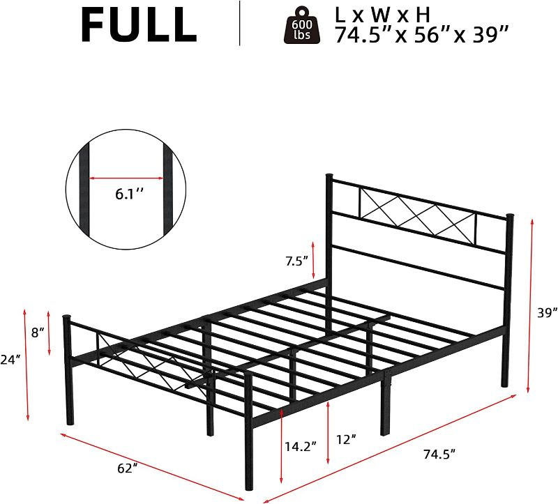 Photo 1 of Aolthin Metal Platform Bed Frame, 12 "Metal Bed Frame Base Storage, no Box Springs Required, Easy to Assemble, Full