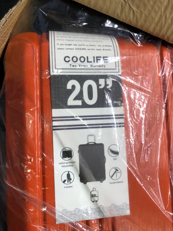 Photo 4 of Coolife Luggage Suitcase PC+ABS with TSA Lock Spinner Carry on Hardshell Lightweight 20in 24in 28in(orange, S(20in_carry on)) orange S(20in_carry on)