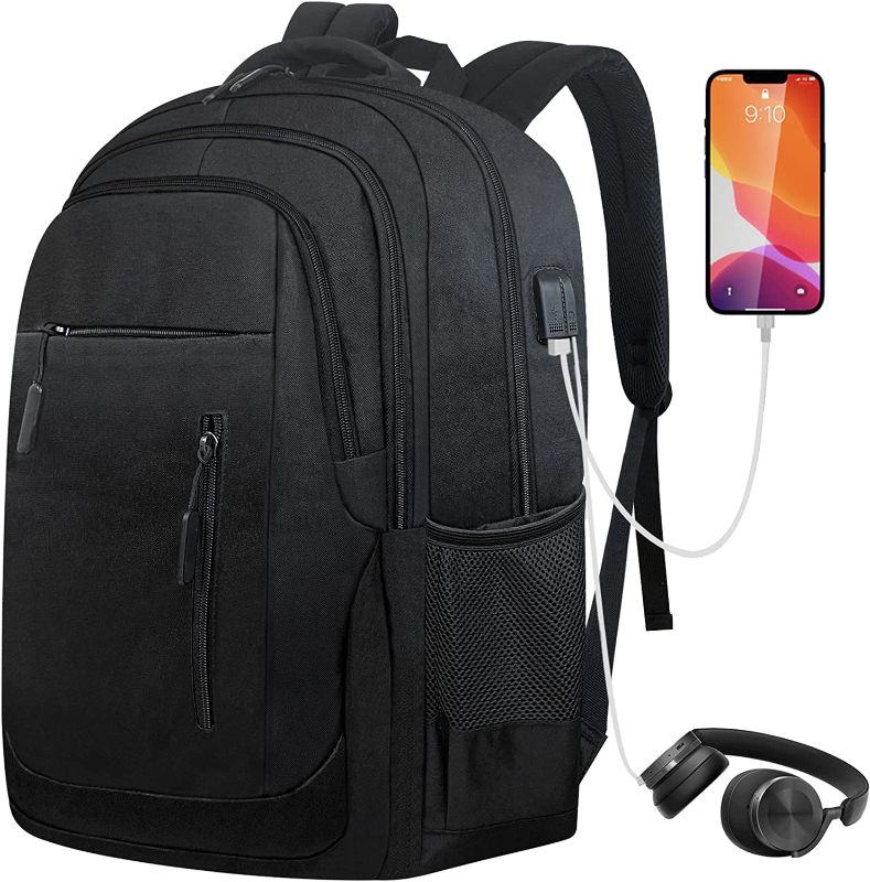 Photo 1 of 
Travel Backpack for 17.3" Laptop, Business Casual Computer Daypack Bookbag with USB Charging Port, Black