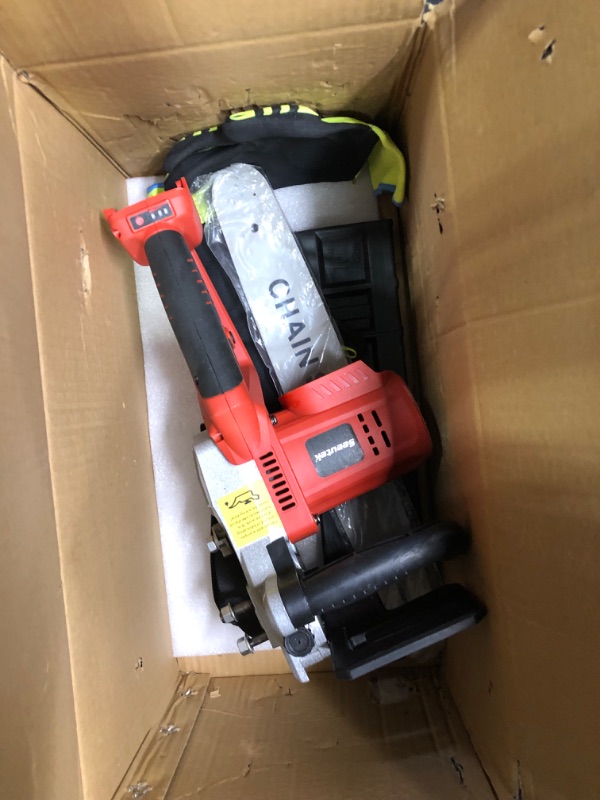 Photo 4 of 16-Inch Cordless Chainsaw, Electric Chainsaw with 3.0Ah X2 Batteries and 2 Fast Chargers, 24V Brushless Chain Saw with Tool Free Blade Tension System (with 4 Inch Mini Chainsaw)
-appears new open box-
