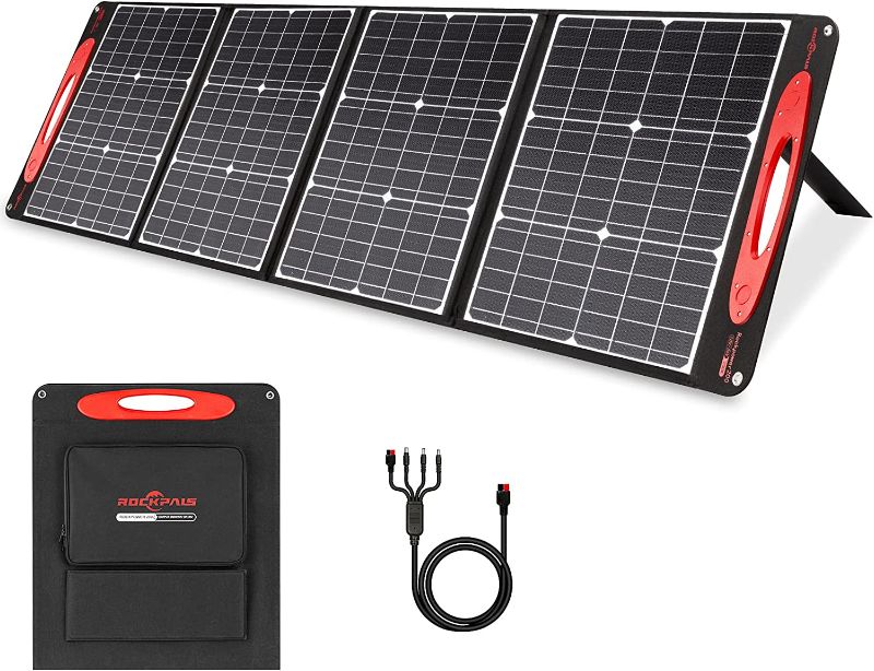 Photo 1 of 
ROCKPALS Portable Solar Panel 200W/18V/36V - QC 3.0&Type C Output with Kickstand, Foldable Solar Charger for Jackery Explorer/ROCKPALS/BLUETTI Portable...