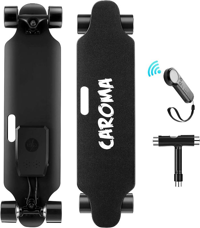 Photo 1 of Caroma Electric Skateboards with Remote, 700W Dual Motor, 18.6 MPH Max Speed, 12 Miles Range, Electric Longboard for Adults Black-700W