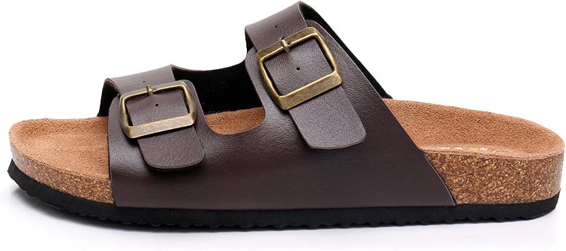 Photo 1 of fitory arch pro 2.0 sandals brown Open Toe Slip On Slide Sandals Men Suede Footbed with Adjustable Buckle Strap