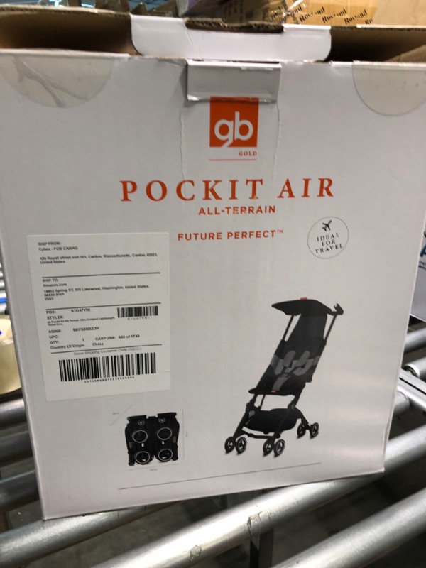 Photo 2 of gb Pockit Air All Terrain Ultra Compact Lightweight Travel Stroller with Breathable Fabric in Velvet Black Velvet Black Pockit Air