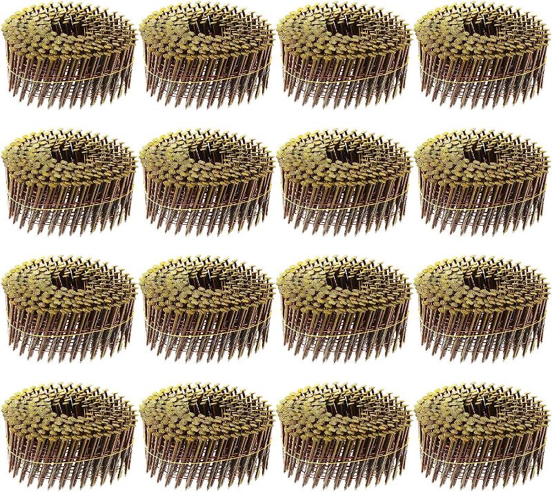 Photo 1 of 4800 Count Siding Nails 15 Degree Wire Collated Coil Stainless Steel Ring Shank Nail with Rust Proof Oil Round Head Hot Dipped Galvanized Nailer Attachment...