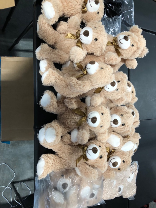 Photo 2 of Zhanmai 18 Pcs 14 Inches Bears Stuffed Animals Bulk Bears for Baby Shower Decorations Props Brown Plush Bear Toys Bear for Gender Reveal Animal Doll Birthday Party (Light Brown)