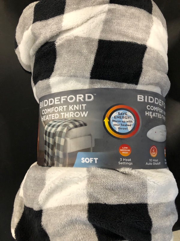 Photo 3 of Biddeford Blankets Micro Plush Electric Heated Blanket with Digital Controller, Throw, Black/White Buffalo Check Throw Black/White Buffalo Check