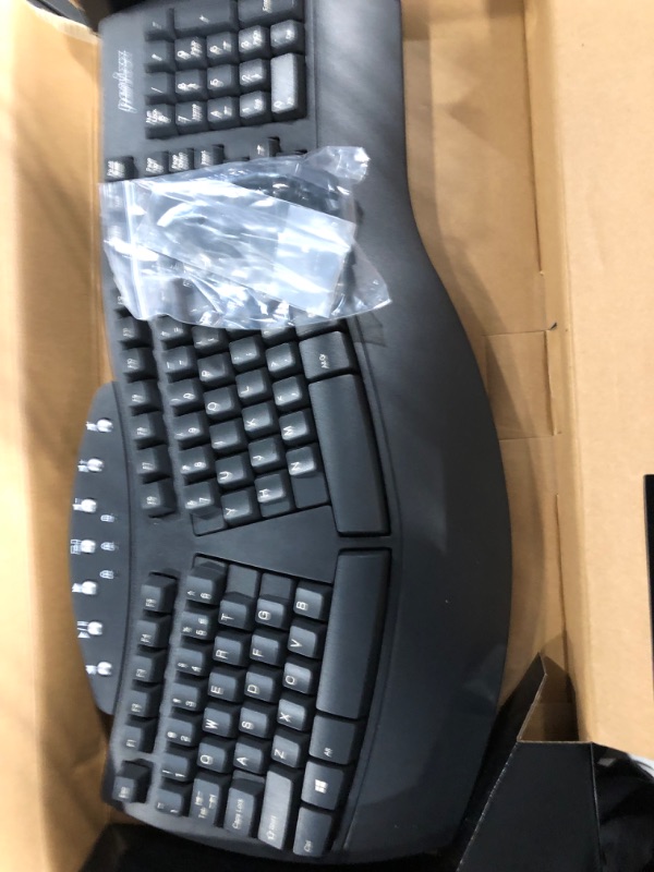 Photo 3 of Perixx Periboard-612 Wireless Ergonomic Split Keyboard with Dual Mode 2.4G and Bluetooth Feature, Compatible with Windows 10 and Mac OS X System, Black, US English Layout, (11354) Wireless Black Keyboard