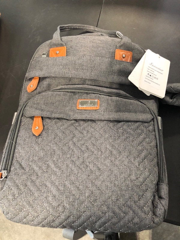 Photo 4 of BabbleRoo Diaper Bag Backpack - Baby Essentials Travel Bag - Multi function Waterproof Diaper Bag, Travel Essentials Baby Bag with Changing Pad, Stroller Straps & Pacifier Case – Unisex, Dark Gray

