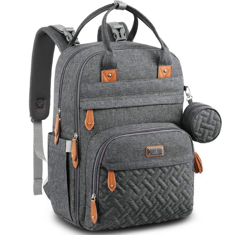 Photo 1 of BabbleRoo Diaper Bag Backpack - Baby Essentials Travel Bag - Multi function Waterproof Diaper Bag, Travel Essentials Baby Bag with Changing Pad, Stroller Straps & Pacifier Case – Unisex, Dark Gray
