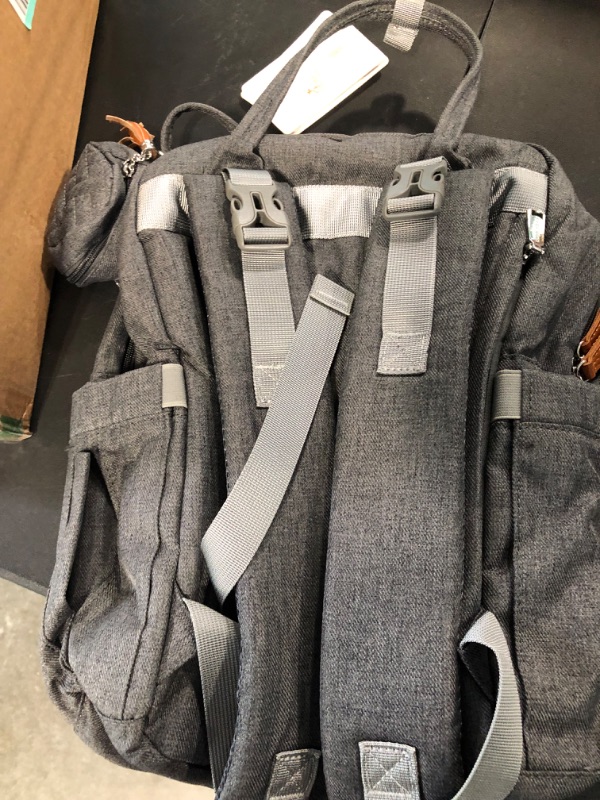 Photo 2 of BabbleRoo Diaper Bag Backpack - Baby Essentials Travel Bag - Multi function Waterproof Diaper Bag, Travel Essentials Baby Bag with Changing Pad, Stroller Straps & Pacifier Case – Unisex, Dark Gray
