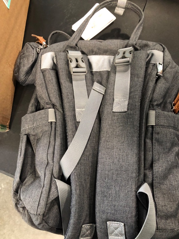 Photo 1 of BabbleRoo Diaper Bag Backpack - Baby Essentials Travel Bag - Multi function Waterproof Diaper Bag, Travel Essentials Baby Bag with Changing Pad, Stroller Straps & Pacifier Case – Unisex, Dark Gray
