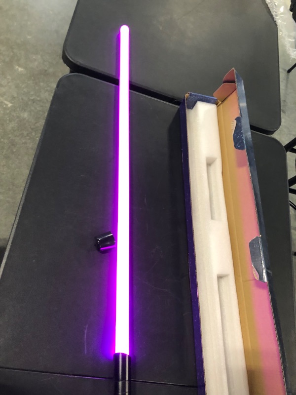 Photo 1 of Lischwert FX Lightsaber, RGB 7 Colors Metal Hilt Light Saber, Smooth Swing USB Rechargeable Light Sword with Sounds Effect for Kids Adults Cosplay (78cm Black)
