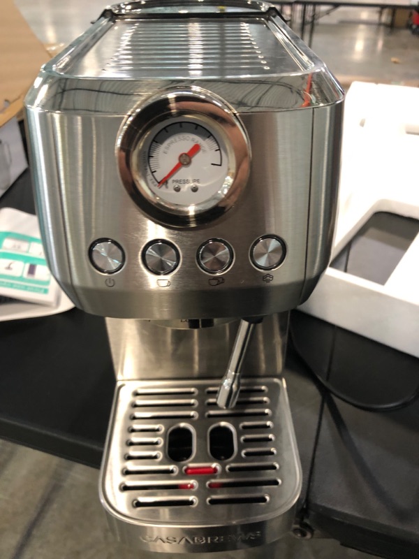 Photo 1 of Espresso Machine 20 Bar, Compact Espresso Maker With Milk Frother Steam Wand, Professional Cappuccino Machine With 49 oz Removable Water Tank for Cappuccinos, Lattes, Macchiatos, Gift for Dad Mom Wife A-Silver