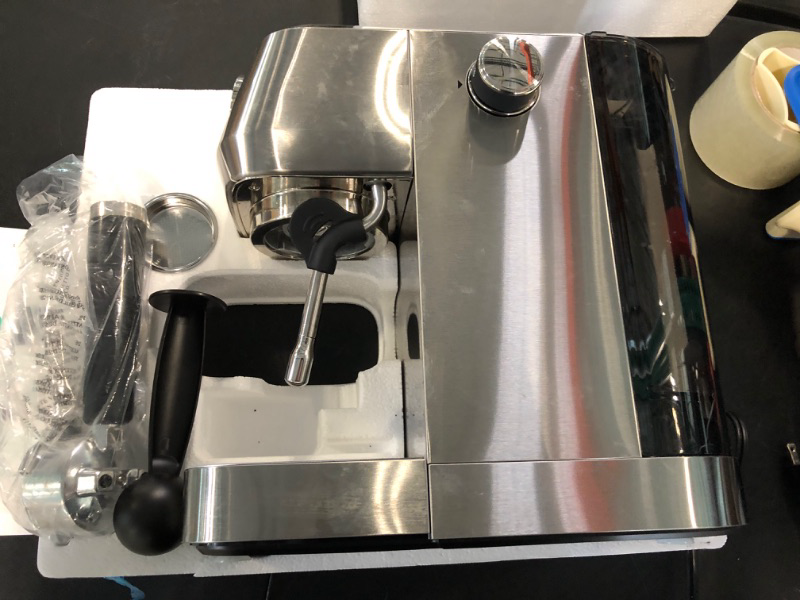 Photo 1 of Espresso Machine 20 Bar, Compact Espresso Maker With Milk Frother Steam Wand, Professional Cappuccino Machine With 49 oz Removable Water Tank for Cappuccinos, Lattes, Macchiatos, Gift for Dad Mom Wife A-Silver