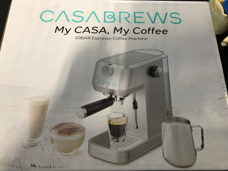 Photo 1 of Espresso Machine 20 Bar, Compact Espresso Maker With Milk Frother Steam Wand, Professional Cappuccino Machine With 49 oz Removable Water Tank for Cappuccinos, Lattes, Macchiatos, Gift for Dad Mom Wife A-Silver