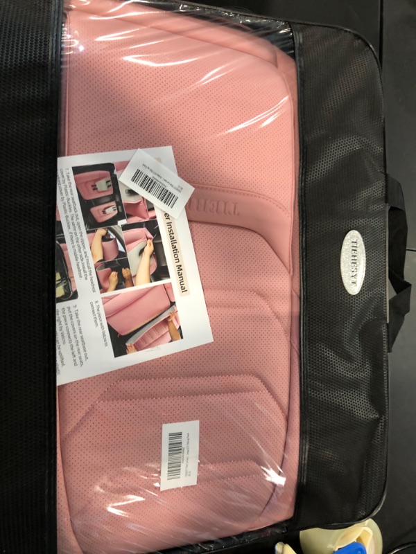 Photo 1 of TIEHESYT Pink Car Seat Covers Front Pair, Breathable Leather Automotive Front Seat Covers with Headrest, 1 Pair Car Seat Covers, Universal Auto Interior Fit for Most Sedans SUV Pick-up Truck Cute Pink Front Pair