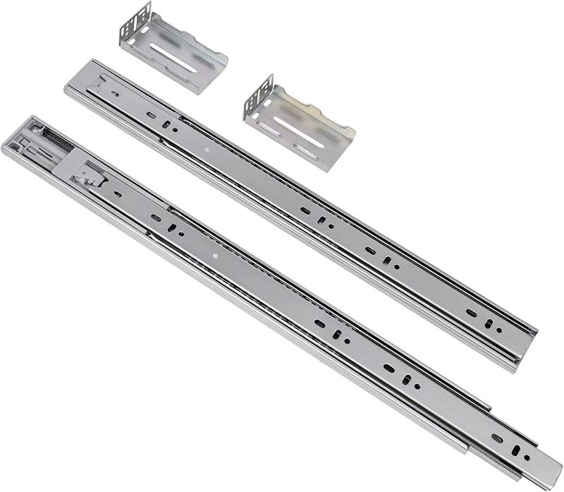 Photo 1 of DECORITEN 18 Inch Side Mount Soft Close Drawer Slide Full Extension, Ball Bearing Cabinet Hardware Rails with Rear Mounting Brackets, Heavy Duty 100 LB Capacity
