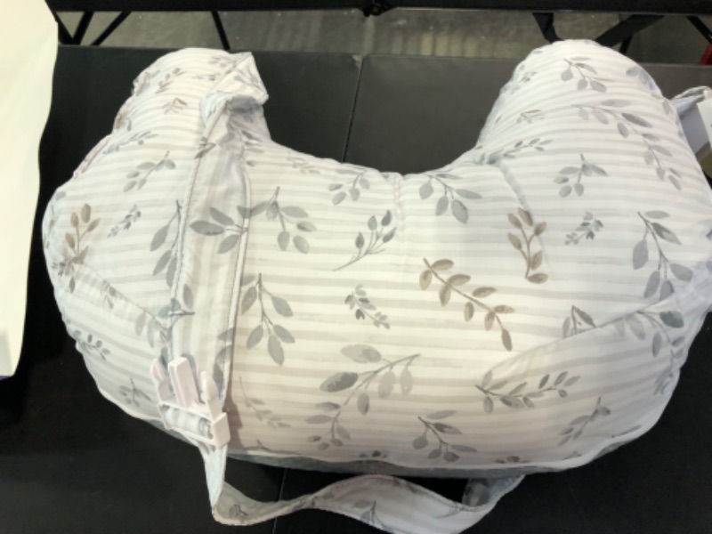 Photo 1 of Boppy Nursing Pillow—Best Latch | Plus-Sized Breastfeeding Pillow with Belt Designed with Lactation Consultants | Fits All Body Types | Machine Washable| Leaf Stripe and Soft Textured Gray Gray Leaf Stripe