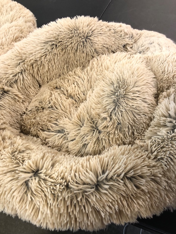 Photo 4 of Best Friends by Sheri The Original Calming Donut Cat and Dog Bed in Shag and Lux Fur, Machine Washable, High Bolster, Multiple Sizes S-XXL Shag Taupe Small 23" x 23" Bed Only 2 pack