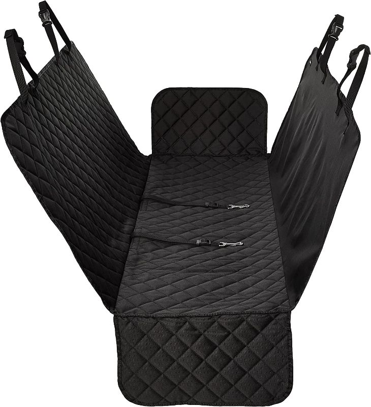 Photo 1 of Amazon Basics Quilted Water Resistant Hammock Car Backseat Cover, Standard, 58" x 54"
