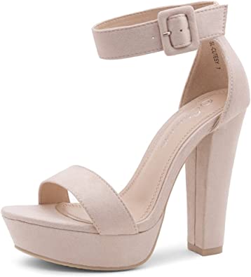 Photo 1 of Shoe Land SL-Cutesy Women's Chunky Platform Heeled Sandals Open Toe Ankle Strap Dress Pumps Shoes Size 9