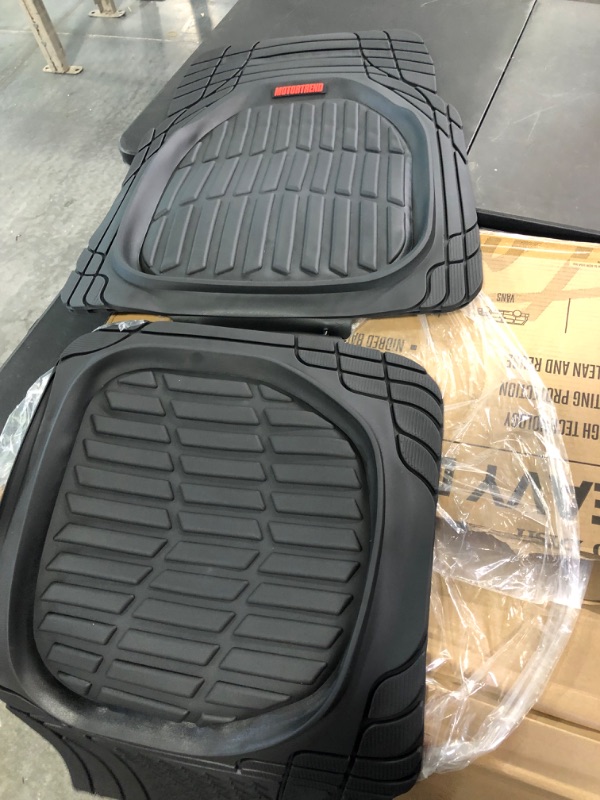 Photo 1 of Motor Trend 923-BK Black FlexTough Contour Liners-Deep Dish Heavy Duty Rubber Floor Mats for Car SUV Truck & Van-All Weather Protection Trim to Fit Most Vehicles Black Full Set