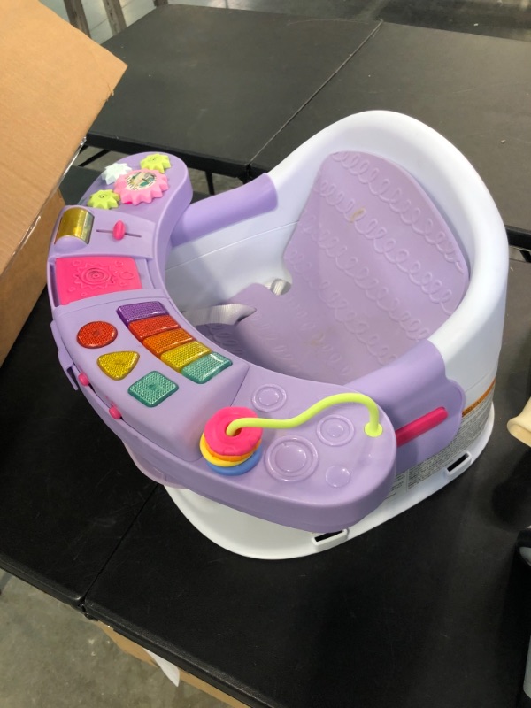 Photo 2 of Infantino Music & Lights 3-in-1 Discovery Seat and Booster for girls - Convertible booster, infant activity seat and feeding chair with electronic piano for sensory exploration for babies and toddlers Lavendar