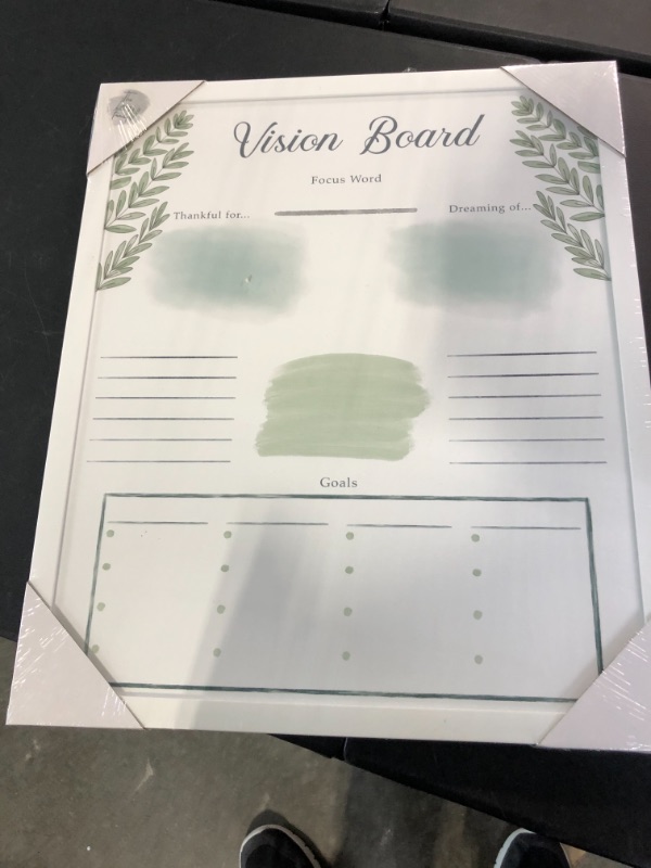 Photo 2 of Dry Erase Vision Board - Framed Dream Vision Board Wall Planner with Beautiful Watercolor Content Blocks – Use Goal Board Section to Track Goals! This Personal Whiteboard Planner is 17.5"x21"
