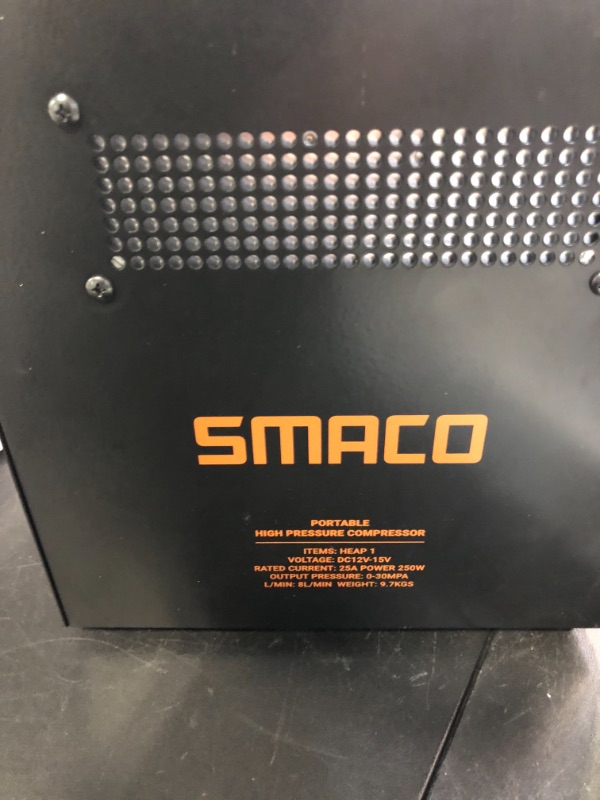 Photo 2 of SMACO PCP Air Compressor 4500Psi/30Mpa High Pressure Air Compressor Paintball Scuba Tank Compressor HPA Pump Fill Station Auto-Stop,Oil-Free Powered by 12V DC or 110V AC with Water/Oil Separator
