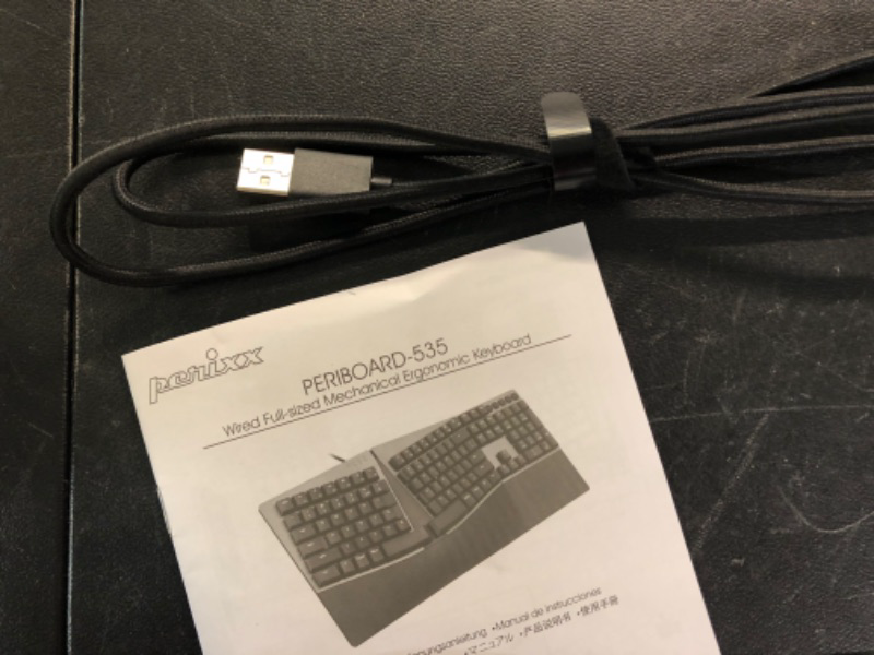 Photo 2 of Perixx PERIBOARD-535RD Wired Ergonomic Mechanical Split Keyboard - Low-Profile Red Linear Switches - Programmable Feature with Macro Keys - Compatible with Windows and Mac OS X - US English, Black Wired Linear