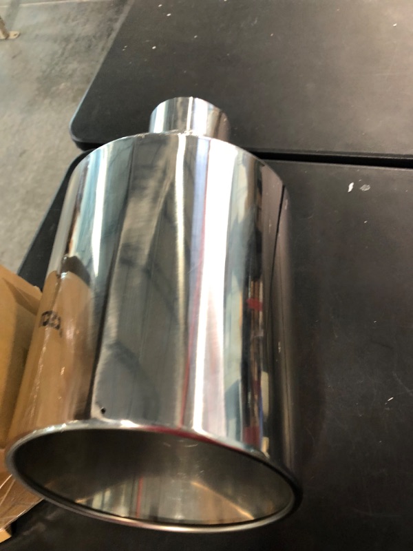 Photo 3 of LCGP 4" inlet Universal Diesel Exhaust Tip 10" outlet 18" Long Tail Tip, Polished & Rolled Angle Cut, Bolt-On,Stainless Steel Polished 4“x10"x18"