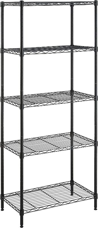 Photo 1 of Amazon Basics 5-Shelf Adjustable, Heavy Duty Storage Shelving Unit (350 lbs loading capacity per shelf), Steel Organizer Wire Rack, Black (36L x 14W x 72H)
