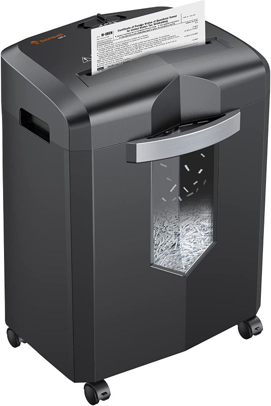 Photo 1 of Bonsaii 16-Sheet Paper Shredder for Office, 40-Minute Home Office Heavy Duty Shredder, Crosscut Shredders for CD, Credit Card, Mails, Staple, Clip, with 4 Casters & 5.3 Gal Pullout Basket (C267-A)
Bonsaii 16-Sheet Paper Shredder for Office, 40-Minute Home